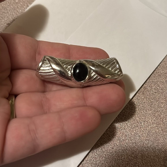 Sterling Silver - INDIA UTC Onyx Cabochon Slider Enhancer Necklace Pendant - 18g - Picture 2 of 2